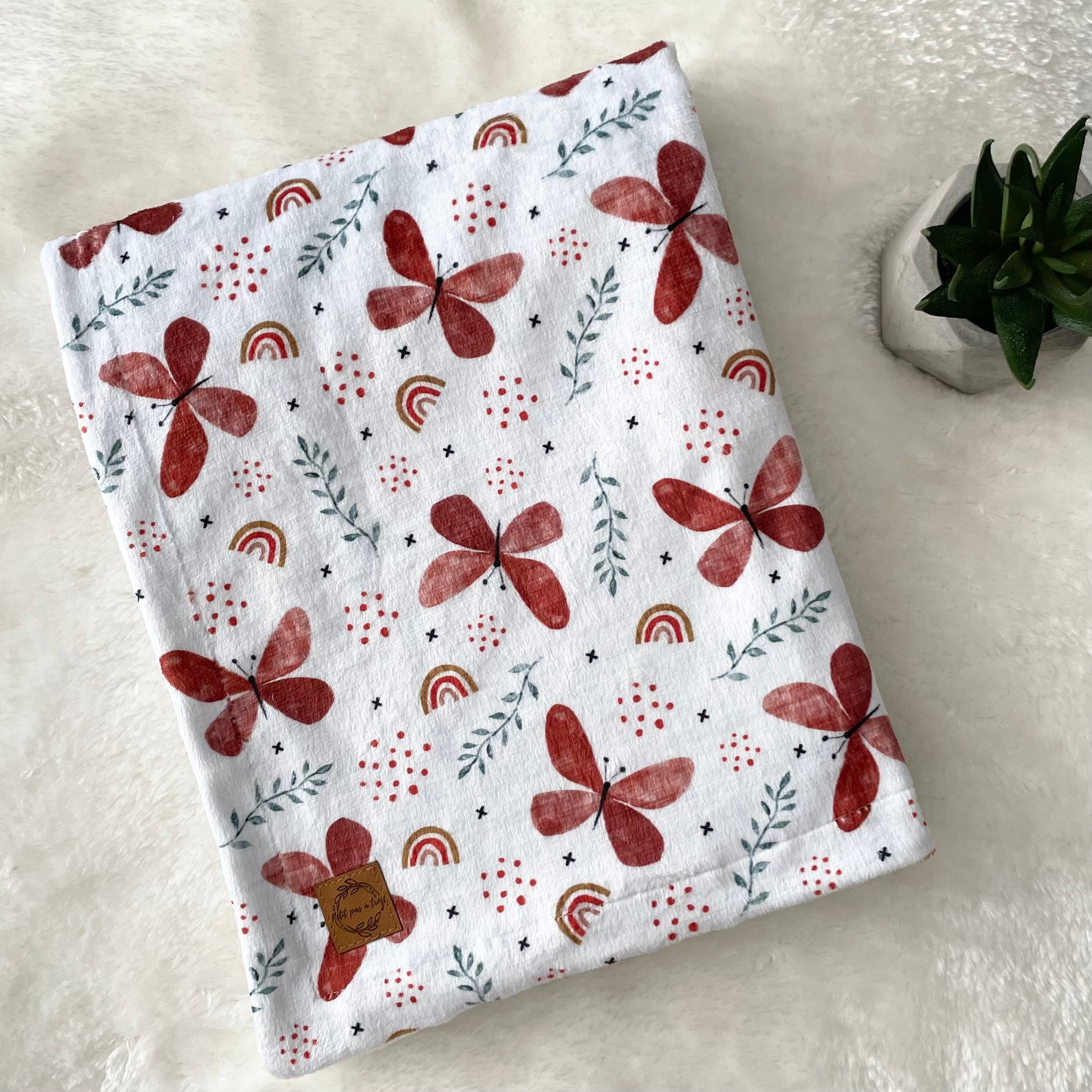 Couverture en minky - Papillons rouilles