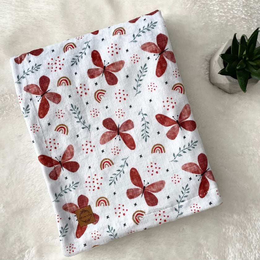 Couverture en minky - Papillons rouilles