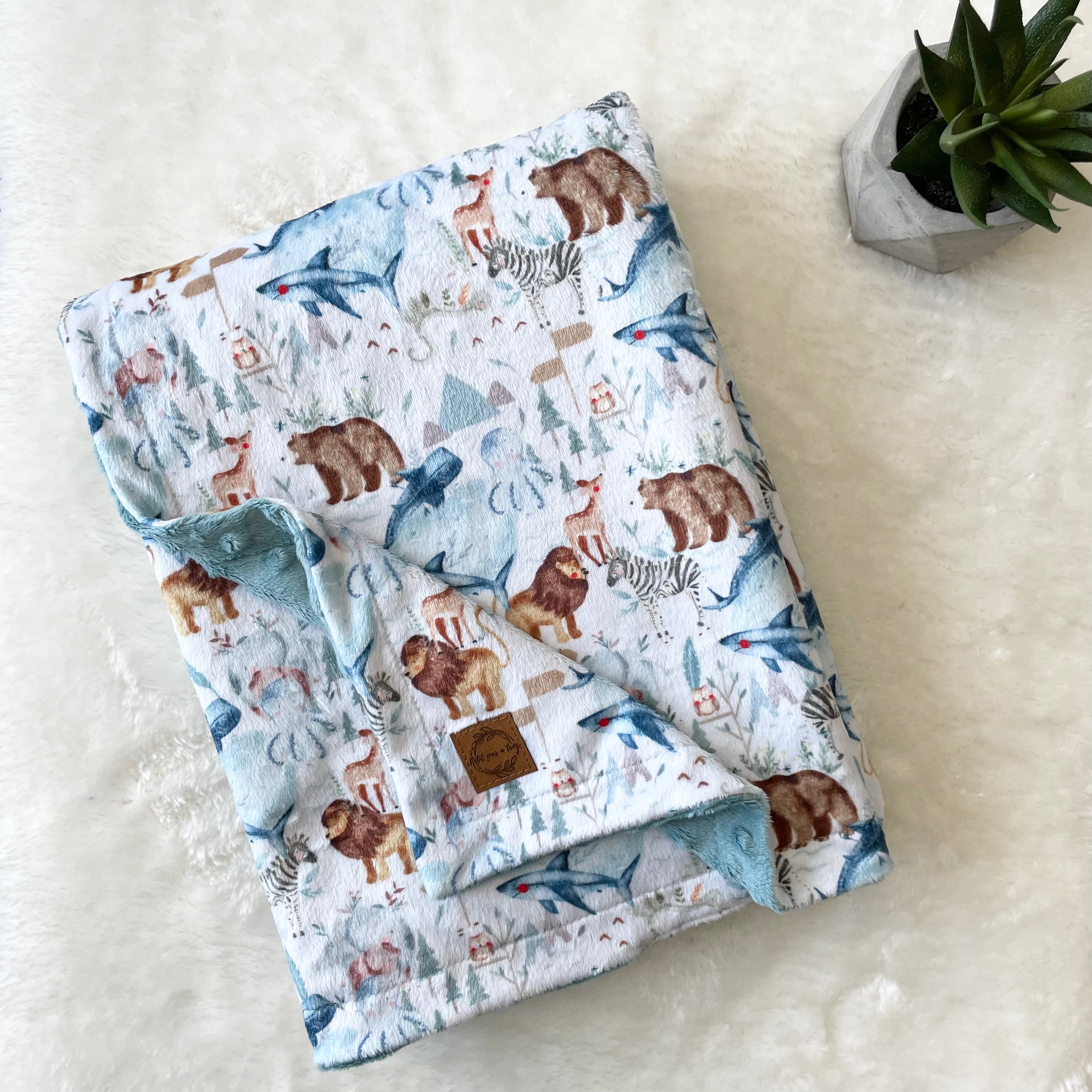Couverture en minky - Au zoo