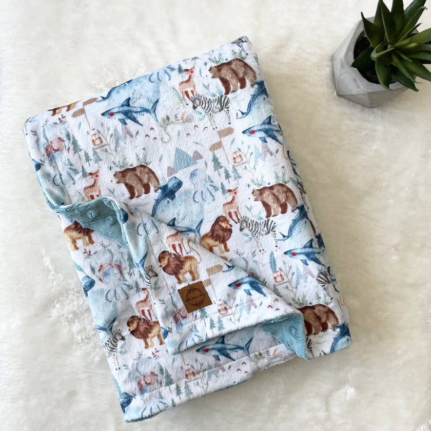 Couverture en minky - Au zoo