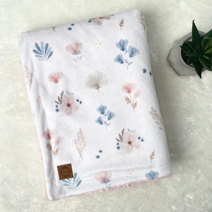 Couverture minky/fourrure - Floral boho pastel