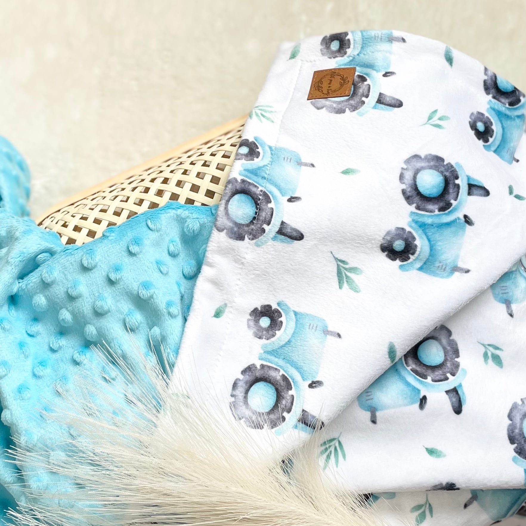 Couverture en minky - Tracteur bleu