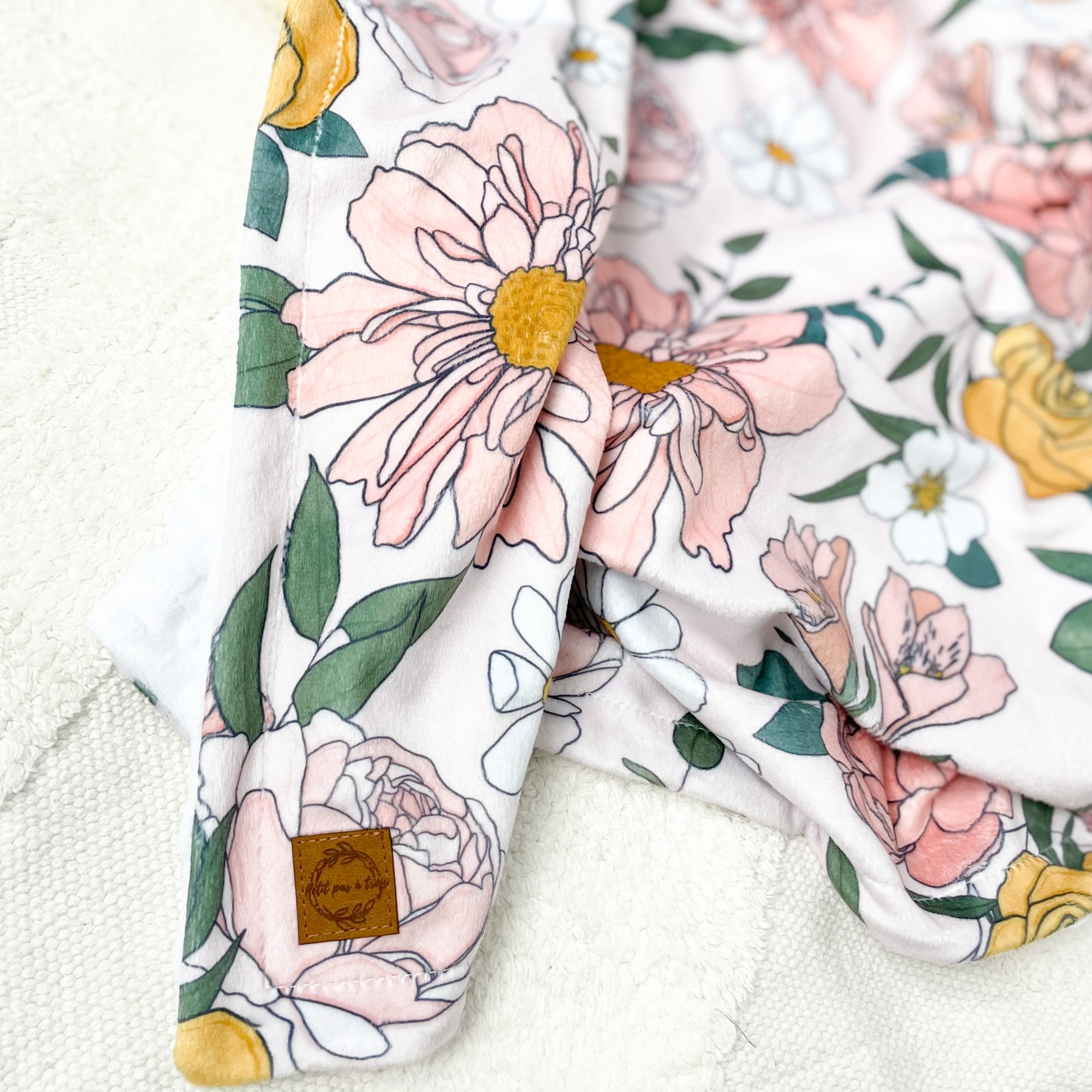 Couverture en minky - Pivoines roses