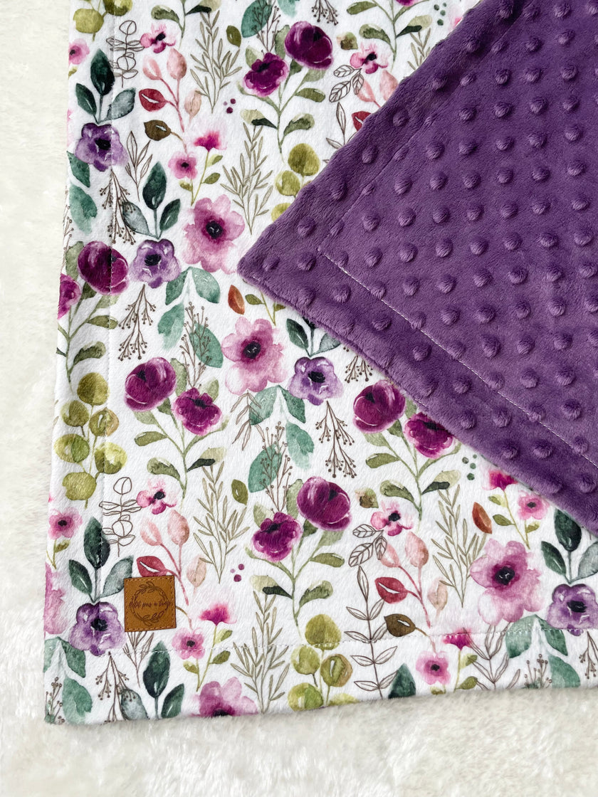 Couverture en minky - Violettes